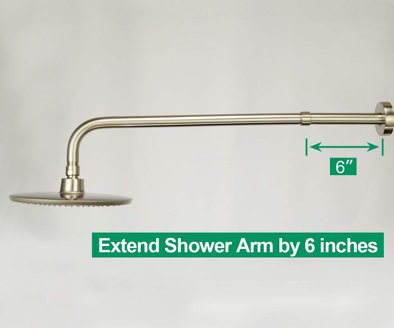 Purelux Shower Arm Extension, 6 inches Shower Head Extender Water Outlet Lowers Existing Shower Head, Brushed Nickel Finish Made of Solid Stainless Steel - Image 3