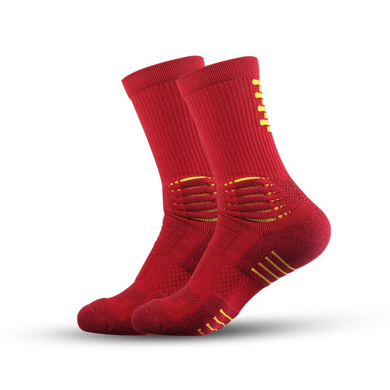 Generic Meikes Mens Medium Elite Basketball Socks Quick-drying Wear-resistant terry socks Thickened Towel Bottom Training Sports Socks wine red - Image 1