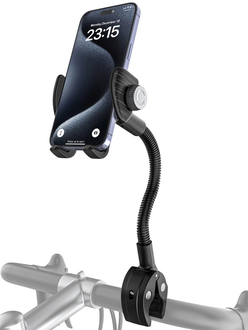 Kolasels Gooseneck Phone Holder for Wheelchair, Bike, Spin Bike, Stroller, Boat, Mic Stand, Scooter, Treadmill, Handlebar Cell Phone Clamp for iPhone 16/15/14/13 Pro Max, Galaxy, All 4-7" Smartphones - Image 1