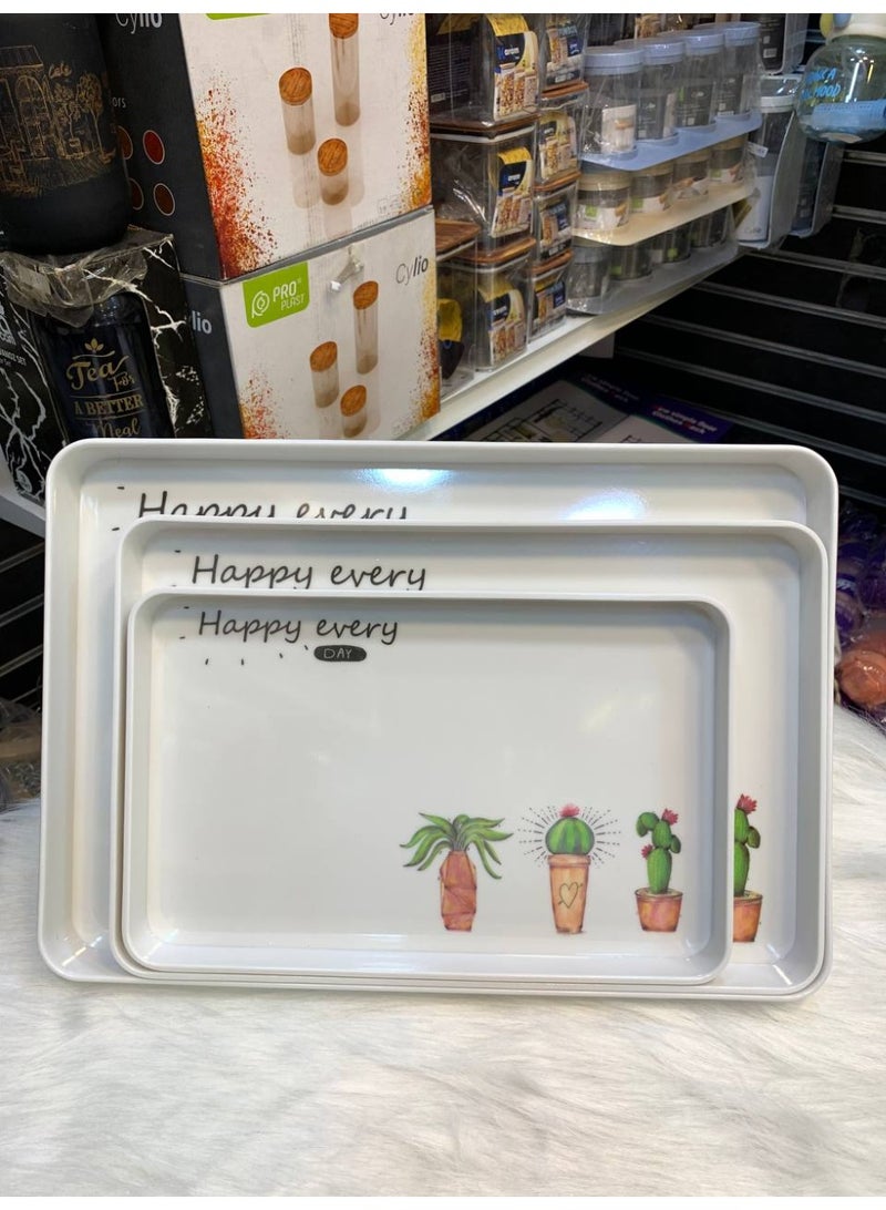 طقم صواني تقديم ميلامين بيور مستطيلة الشكل - 3 قطع (3 مقاسات مختلفة 40، 35، 30 سم) - Image 2