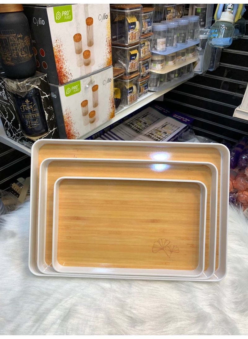 طقم صواني تقديم ميلامين بيور مستطيلة الشكل - 3 قطع (3 مقاسات مختلفة 40، 35، 30 سم) - Image 3