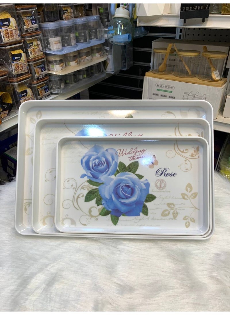 طقم صواني تقديم ميلامين بيور مستطيلة الشكل - 3 قطع (3 مقاسات مختلفة 40، 35، 30 سم) - Image 1