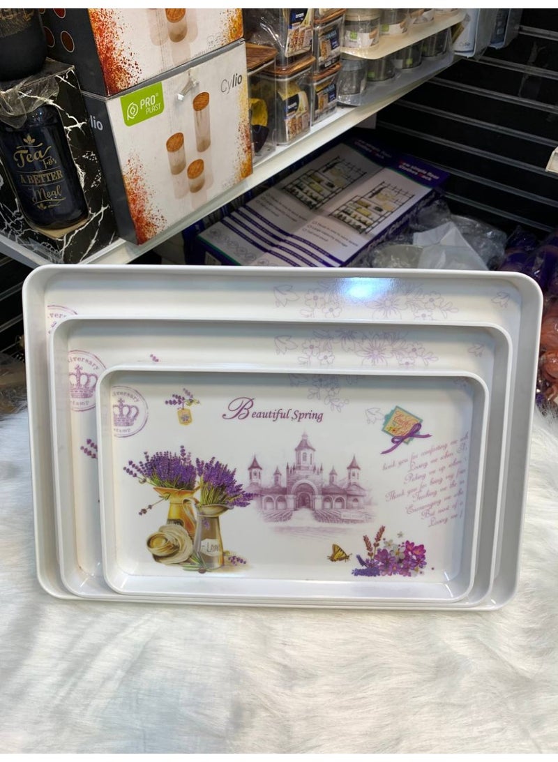 طقم صواني تقديم ميلامين بيور مستطيلة الشكل - 3 قطع (3 مقاسات مختلفة 40، 35، 30 سم) - Image 4