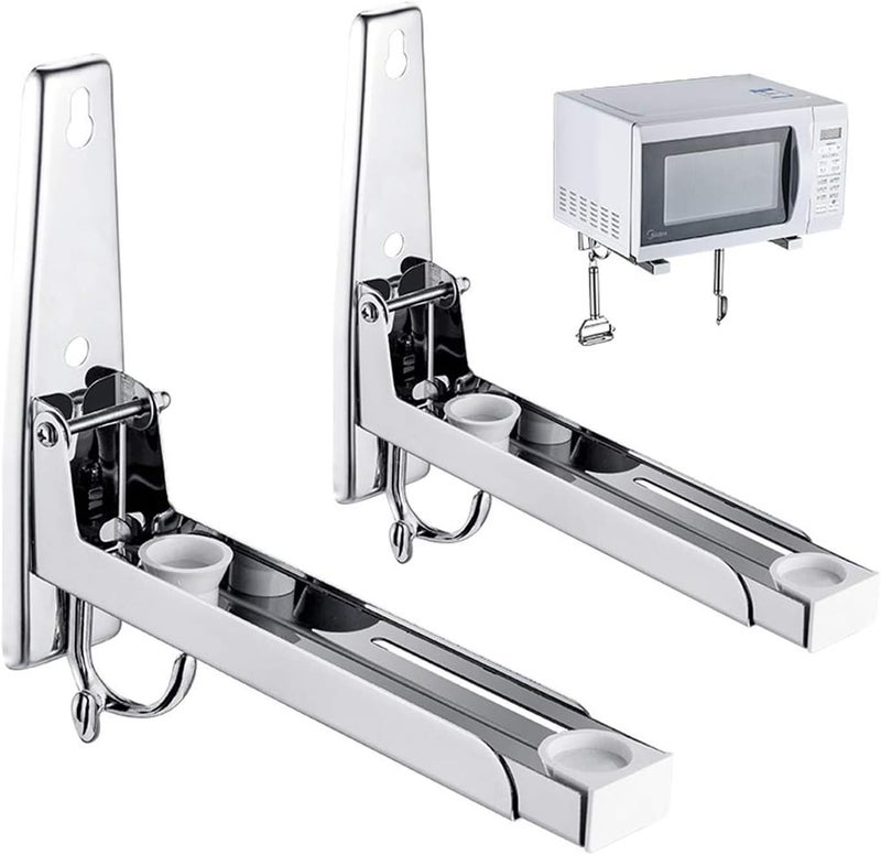 TERRIFI Microwave Shelf, Universal 304 Stainless Steel Oven Wall Mount Bracket Shelf Stretch Rack for Microwave Kitchen - Image 1