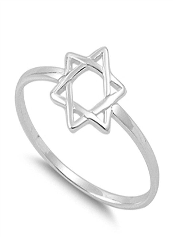 Sac Silver خاتم نجمة داود الديني الفريد جديد .925 فضة استرلينية مقاس 8 - Image 2
