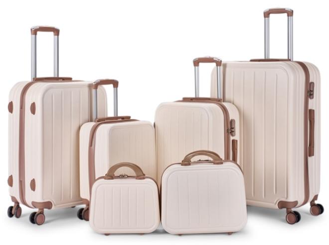 LIMRA Luggage set 6 pieces travel Bags with a distinctive design from limra beige/gold - Image 1