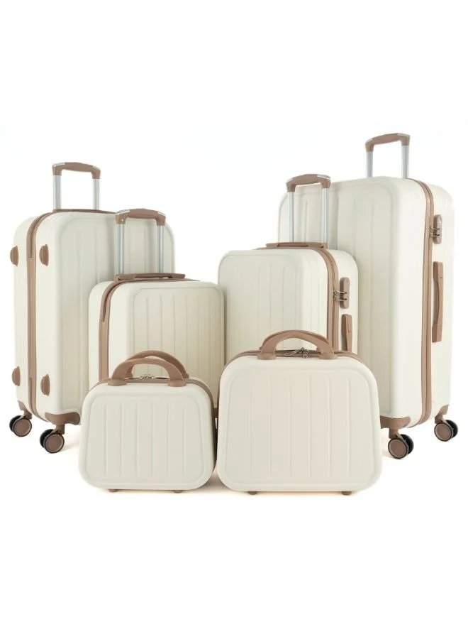 LIMRA Luggage set 6 pieces travel Bags with a distinctive design from limra beige/gold