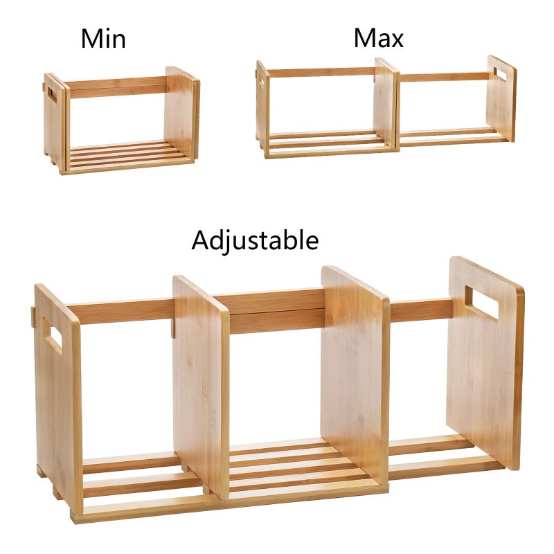 ZOOFOX Bamboo Desktop Bookshelf, Expandable Desktop Organizer, Small Display Shelf Book Rack for Office Supplies, Home Tabletop - Image 3