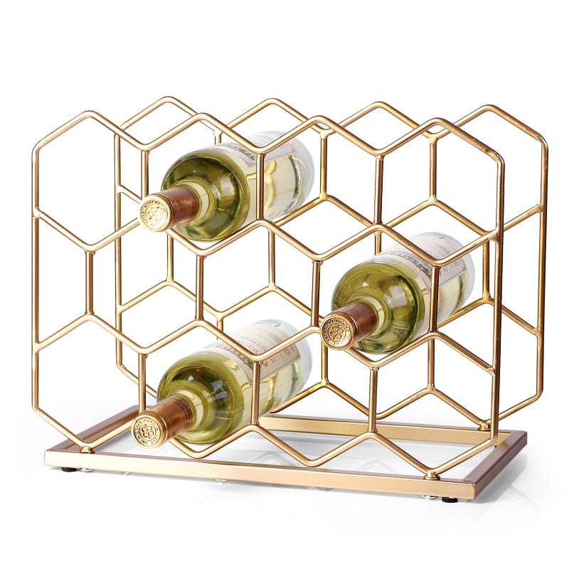 Drincarier 14 Bottle Countertop Wine Rack - Freestanding Modern Gold Metal Wine Rack - Tabletop Wine Holder Stand for Cabinet, Pantry, Wine Bottle Storageâ€¦â€¦ - Image 1