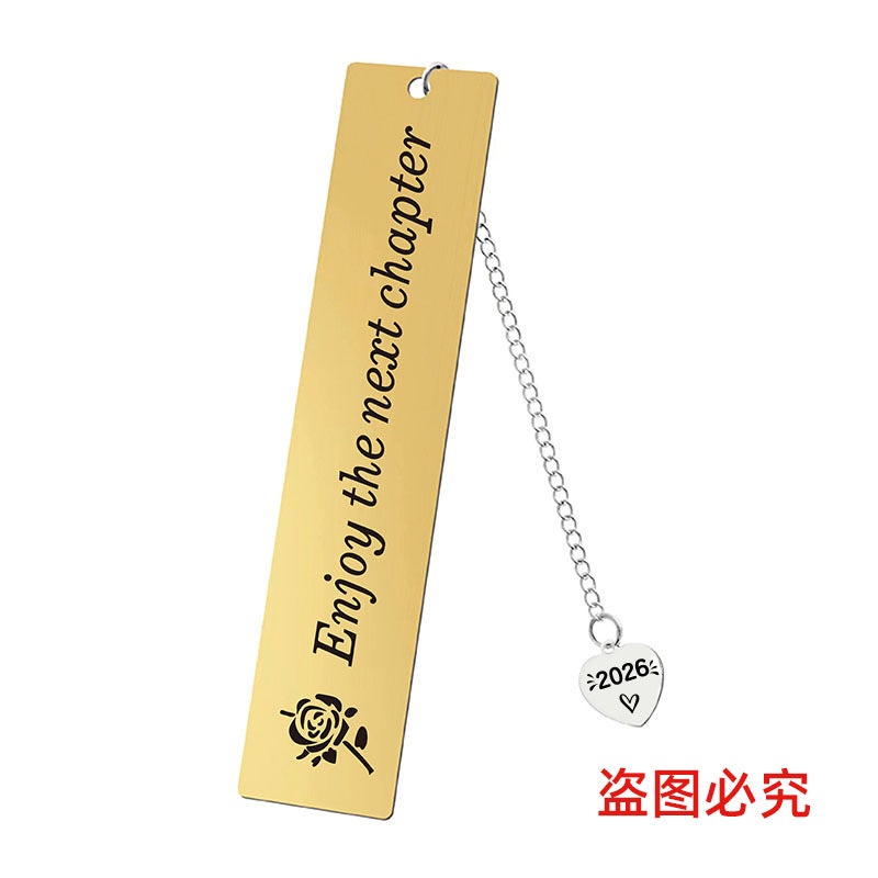 Bookmark Heart-Shaped Pendant 2026 Student Teacher Souvenir Teacher'S Day Gift Engraved Metal Bookmark - Image 3
