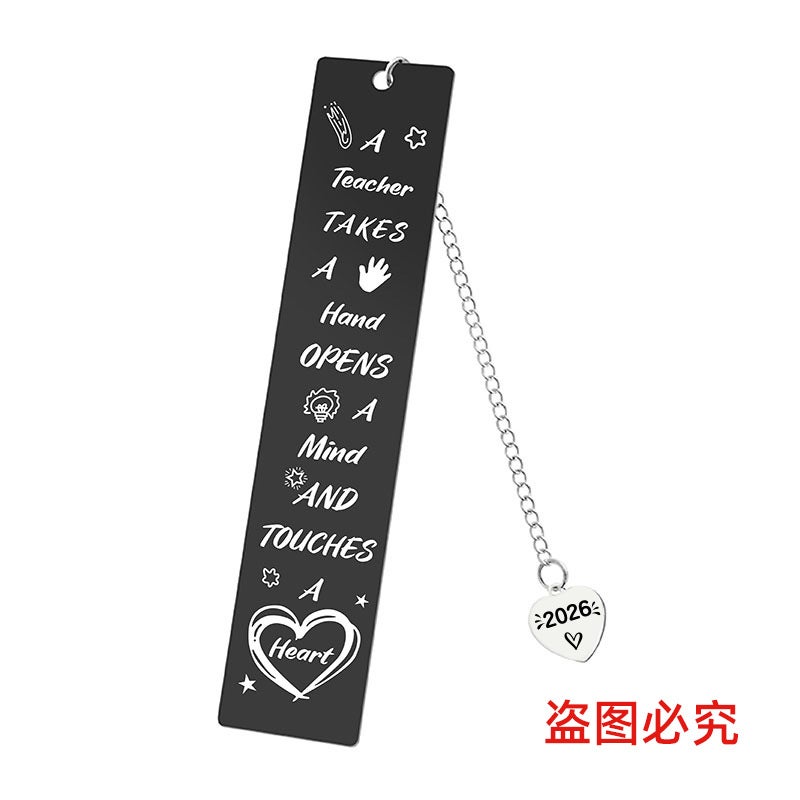 Bookmark Heart-Shaped Pendant 2026 Student Teacher Souvenir Teacher'S Day Gift Engraved Metal Bookmark - Image 5