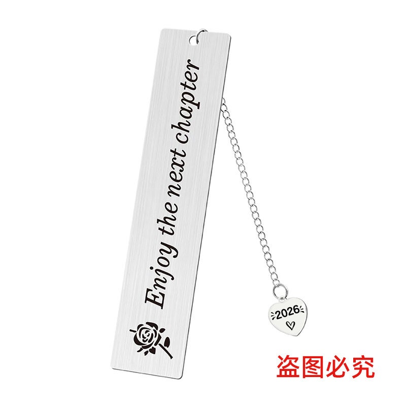 Bookmark Heart-Shaped Pendant 2026 Student Teacher Souvenir Teacher'S Day Gift Engraved Metal Bookmark - Image 1
