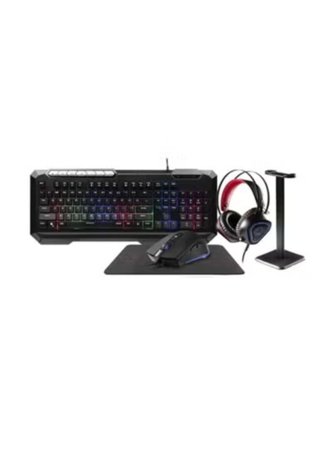 M3 5-in-1 Gaming Combo – RGB Membrane Keyboard, 3600 DPI Gaming Mouse, 50mm Headset, Non-Slip Mouse Pad & Headset Stand - Image 1