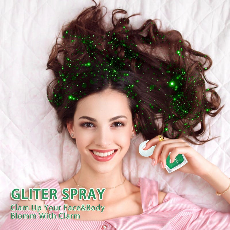 Etercycle Green Body Glitter Spray, Shimmering Spray Powder Sparkle Powder, Cosmetic Shimmer Makeup Glitter for Hair and Body Face Clothes Nail Art Craft Design Easter Christmas Halloween Crafts - Image 5