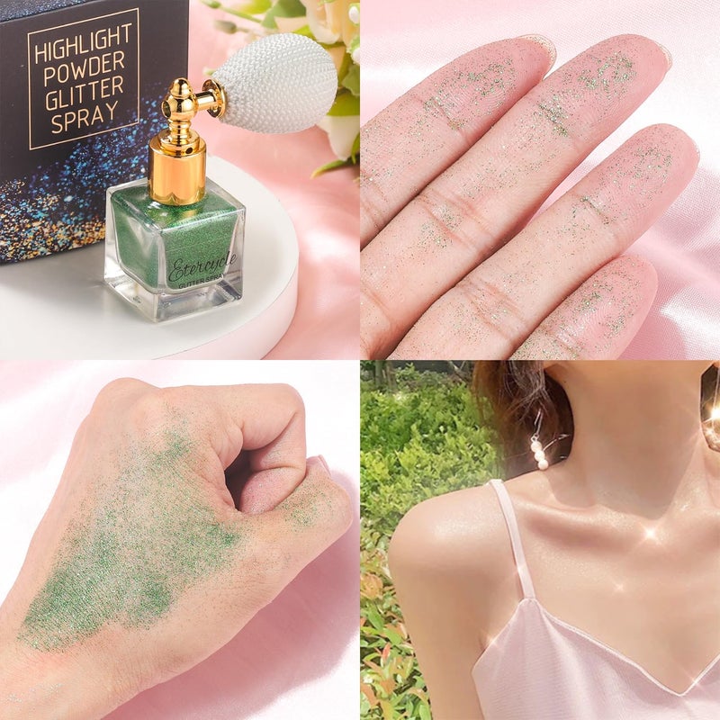 Etercycle Green Body Glitter Spray, Shimmering Spray Powder Sparkle Powder, Cosmetic Shimmer Makeup Glitter for Hair and Body Face Clothes Nail Art Craft Design Easter Christmas Halloween Crafts - Image 4