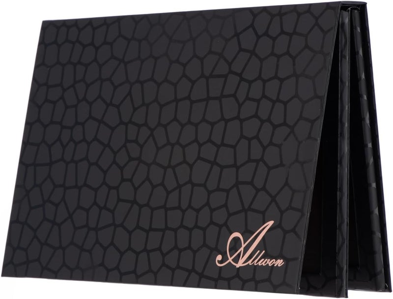Allwon 2Layer Book Shaped Magnetic Palette Large Empty Makeup Palette Storage Box for Eyeshadow Lipstick Blush Powder Black