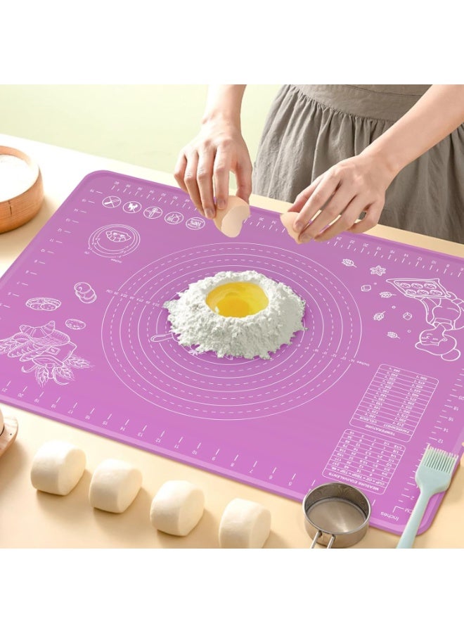 Happy Home Large Non-Stick Reusable Silicone Pastry Mat 43 x 35 cm Overall Dimensions 50 x 40 cm - Food Grade Silicone Mat for Dough, Pastry, Pizza Non-Slip with Precise Measurements for Dough Rolling and Surface Protection Heat Resistant Thick Food Grade Silicone Mat for Pizza, Baked Goods, Pies Can be used as an oven liner or rolling pin (Purple) - Image 1
