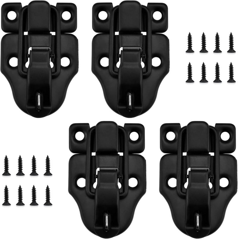 UBANU Toggle Hasp Latches Hardware with Hardening Screws, 4 Pack Black Classical Duckbilled Tool Box Buckle Latch Locks Replacement for Cabinet, Guitar Case, Chest, Jewelry Box, Ordinary Wooden Box - Image 1