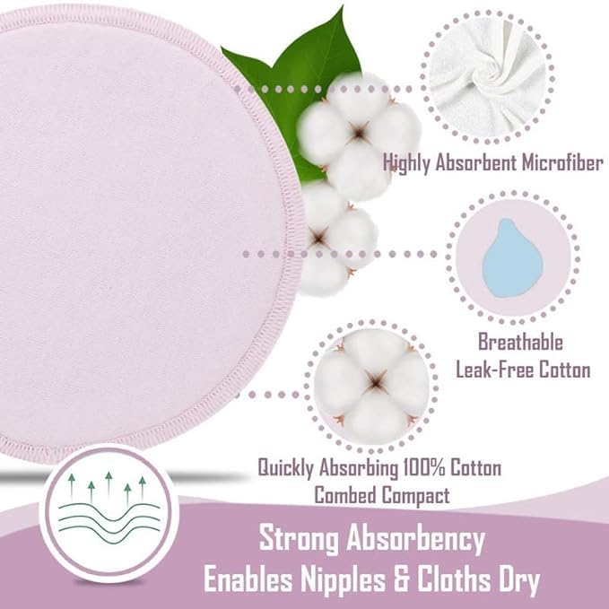 AEREX Reusable & Washable Nursing Breast Pads | Nursing Breast Pad for Feeding Mothers | Nipple Pads for Women | Leak Proof Nursing Pads for Breastfeeding Moms | Maternity Feeding Pads (Pack of 8) - Image 2