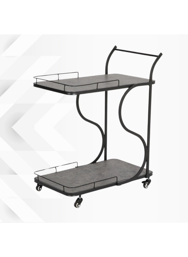 بكسل للأثاث عربة تقديم الضيافة للشاي والقهوة متحركة رفين مستطيلة من بكسل الأثاث - Image 3