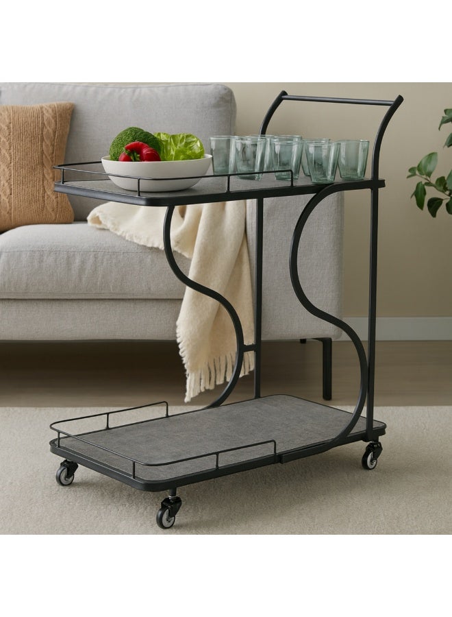 بكسل للأثاث عربة تقديم الضيافة للشاي والقهوة متحركة رفين مستطيلة من بكسل الأثاث - Image 2