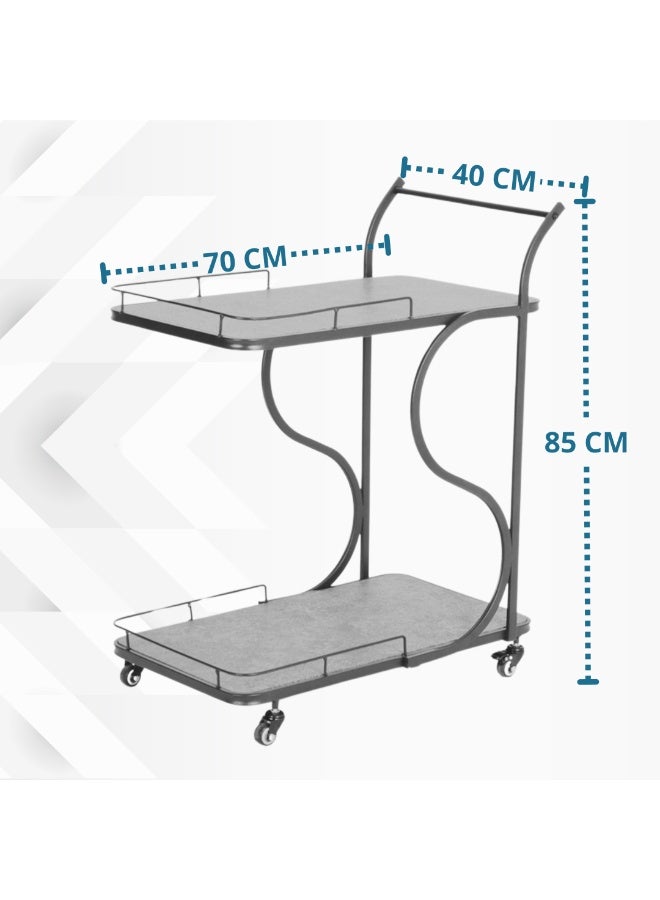 بكسل للأثاث عربة تقديم الضيافة للشاي والقهوة متحركة رفين مستطيلة من بكسل الأثاث - Image 5