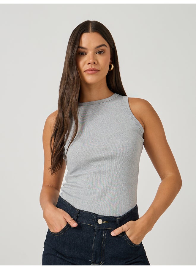 Styli Styli Plain Round Neck Fitted Tank  - Image 1