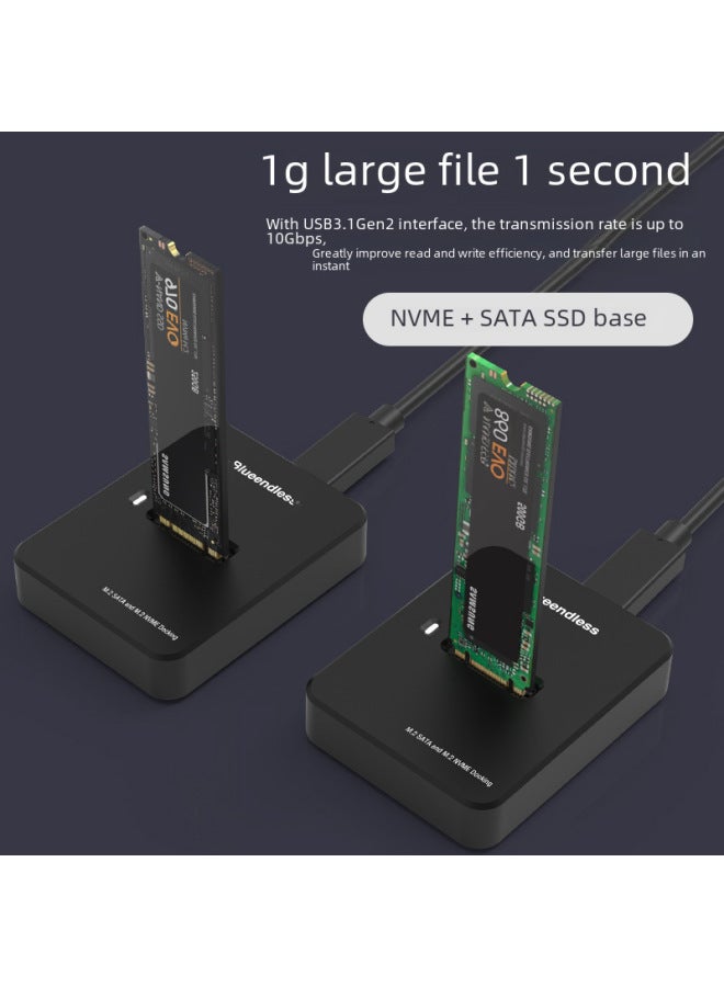 Dual Protocol M.2 NVMe/SATA Mobile SSD Adapter USB 3.1 Notebook External Hard Drive Enclosure High Speed Data Transfer-Color: NVME Protocol Two-wire  - Image 3