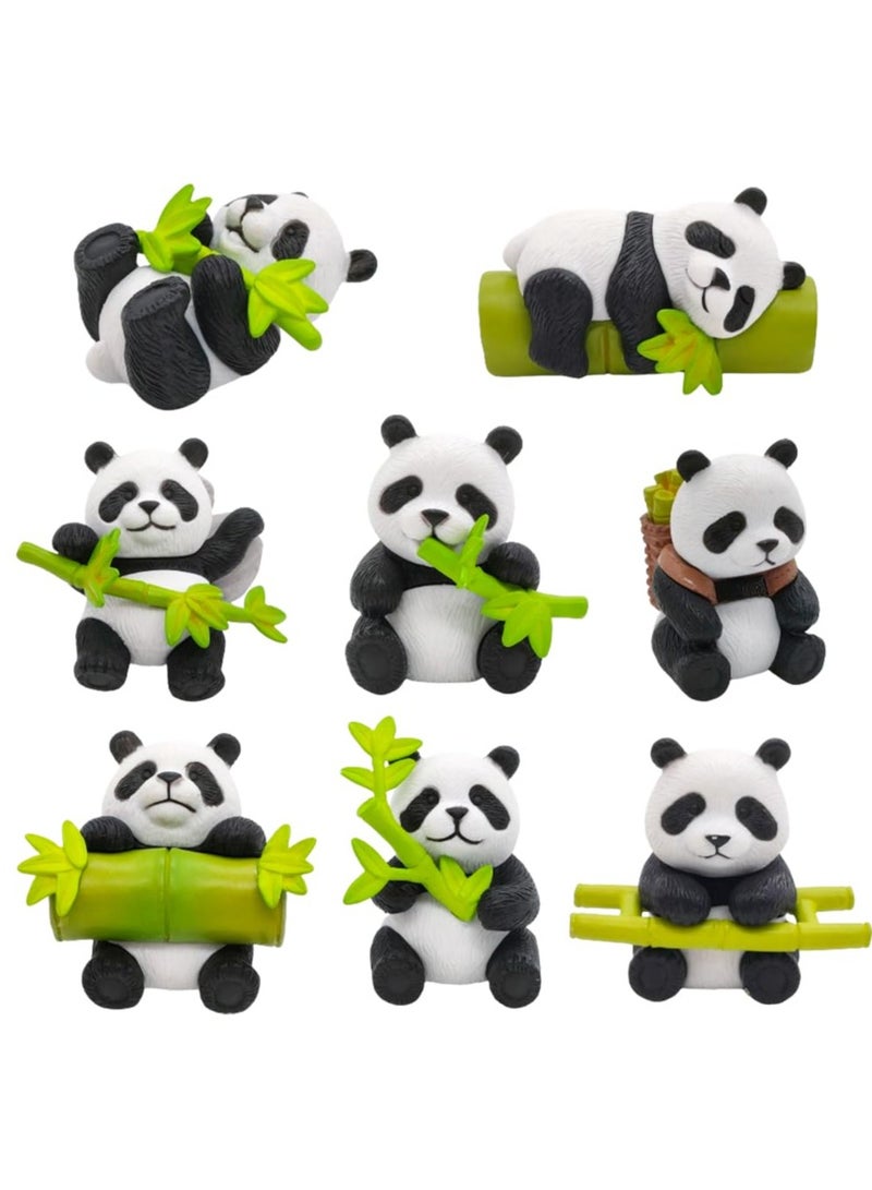 Zikra 8 Pieces Panda Figures, Panda Figures Set, Panda Figurine Playset, Panda cake topper, Cute Panda Figure, Features Moulded Details, Panda Set Toys gift, Decoration Playset Toys for children party gift - Image 1