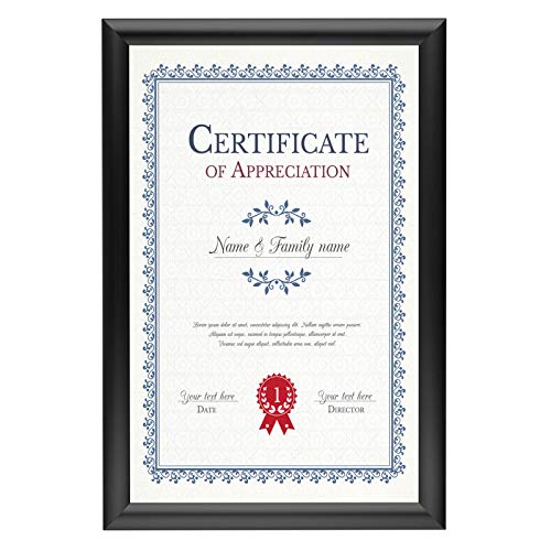 SnapeZo Black Document Notice Frame 11x17 Inch, 1" Narrow Profile, Front-Loading Snap Frame, Wall Mounted, Professional Series - Image 2