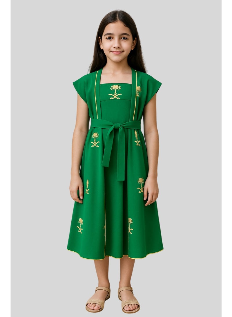 اكسا طقم اطفال ملكة الاخضر قطعتين - اليوم الوطني السعودي - Image 1