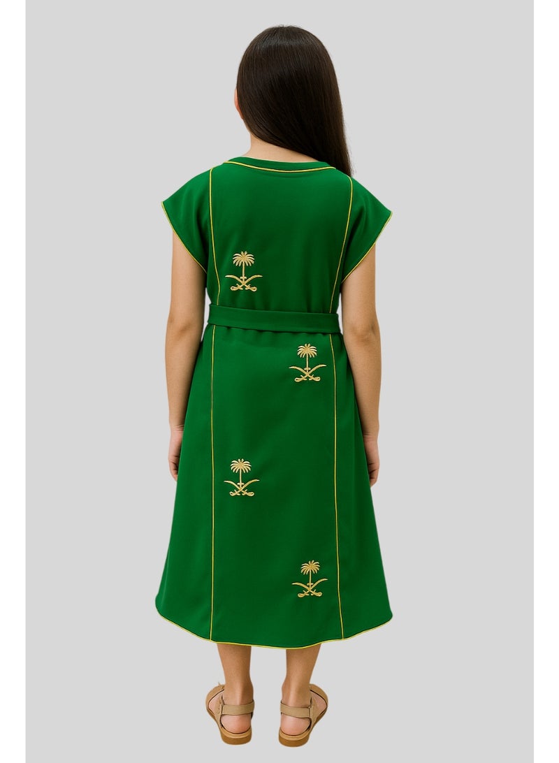 اكسا طقم اطفال ملكة الاخضر قطعتين - اليوم الوطني السعودي - Image 3