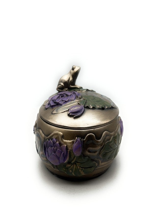 RUSTIX Frog Trinket Box - Art Nouveau Frog Gifts for Women, Decorative Jewelry Box with Hand-Painted Lily and Frog Design - Whimsical Frog Decor for Home and Office - Image 4
