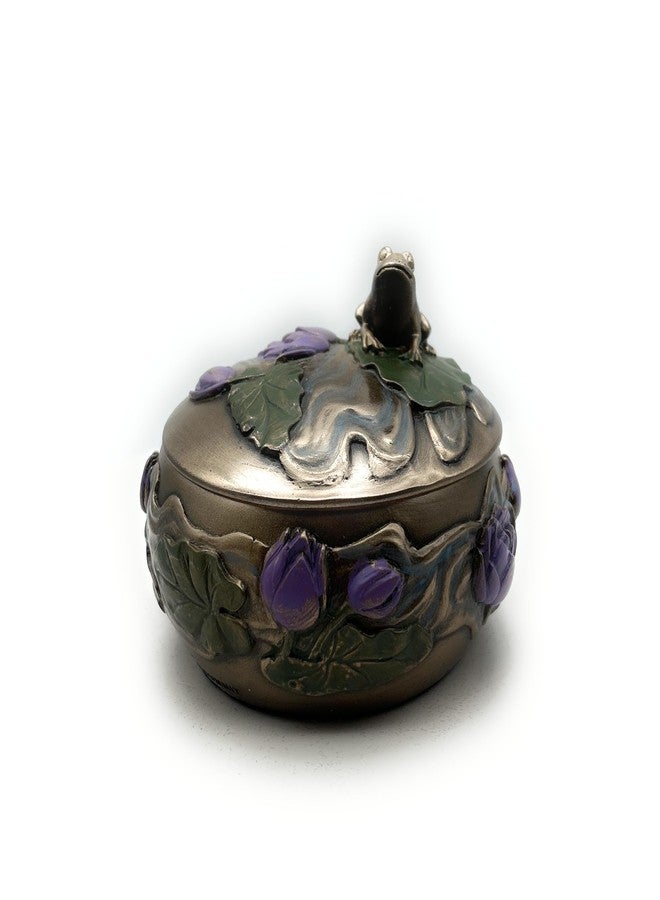 RUSTIX Frog Trinket Box - Art Nouveau Frog Gifts for Women, Decorative Jewelry Box with Hand-Painted Lily and Frog Design - Whimsical Frog Decor for Home and Office - Image 3