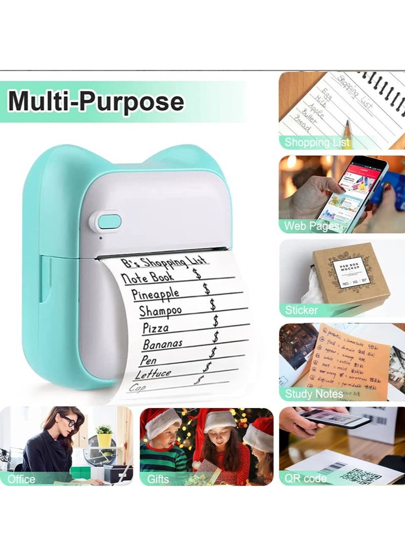 Mini Thermal Printer, Portable Label Printer Compatible with Android and ios, with 5 Rolls of Stickers and 5 Rolls of Thermal Paper Printable Photos, Lists, QR Codes, Notes - Image 5