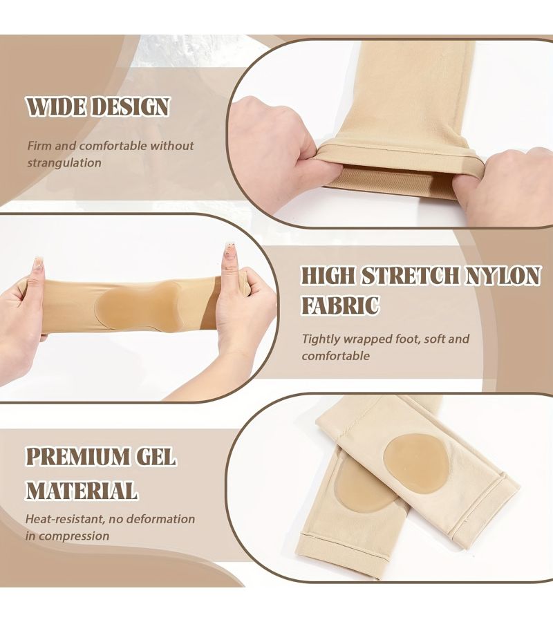 Khaki 2 Pairs Ankle Heel Protector Socks Gel Pad for Figure Skating Boots Shoes - Image 2