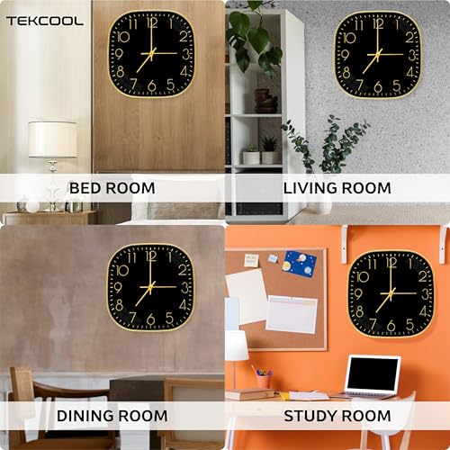 TEKCOOL Plastic Analogue Wall Clock 12" Silent Quartz Decorative Latest Wall Clock Non-Ticking Classic Clock Battery Operated Round Easy to Read for Room/Home/Kitchen/Bedroom/Office/School.Gold Black. - Image 4