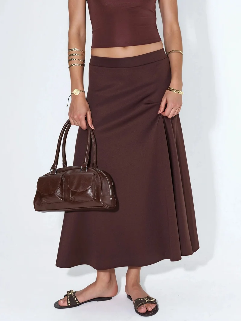 HICCUP High Waist A-Line Midi Skirt