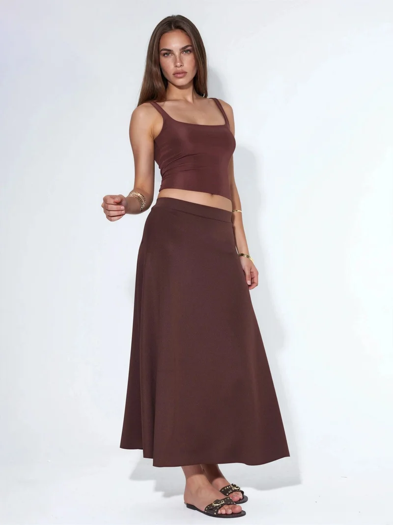 HICCUP High Waist A-Line Midi Skirt