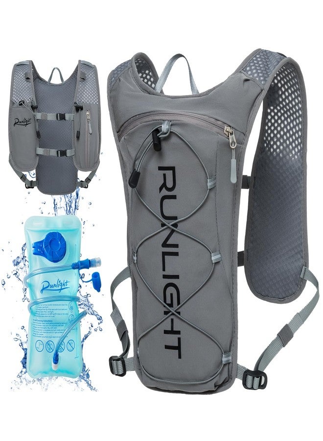 Runlight Running Hydration Vest Backpack,Lightweight Insulated Pack with 1.5L Water Bladder Bag Daypack for Hiking Trail Running Cycling Race Marathon for Women Men Grey - Image 1