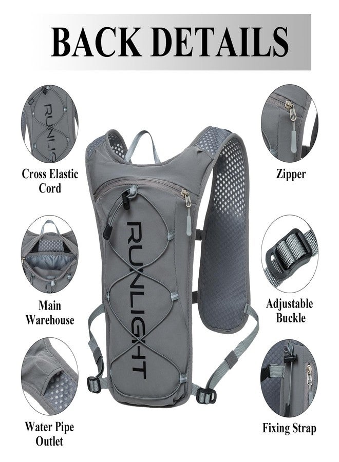 Runlight Running Hydration Vest Backpack,Lightweight Insulated Pack with 1.5L Water Bladder Bag Daypack for Hiking Trail Running Cycling Race Marathon for Women Men Grey - Image 3