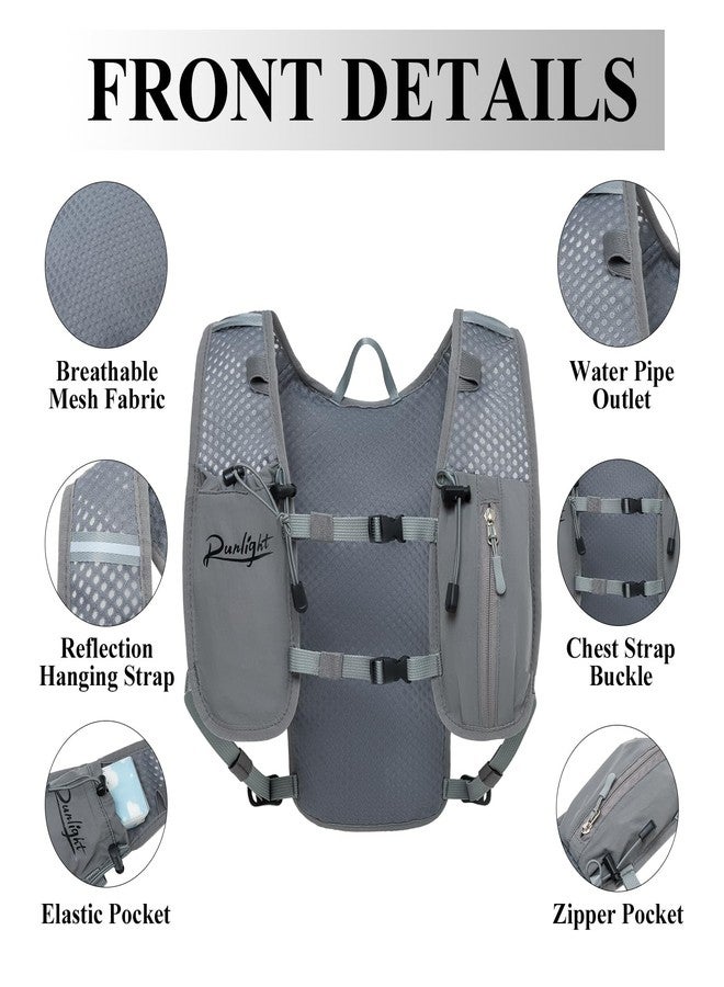 Runlight Running Hydration Vest Backpack,Lightweight Insulated Pack with 1.5L Water Bladder Bag Daypack for Hiking Trail Running Cycling Race Marathon for Women Men Grey - Image 2