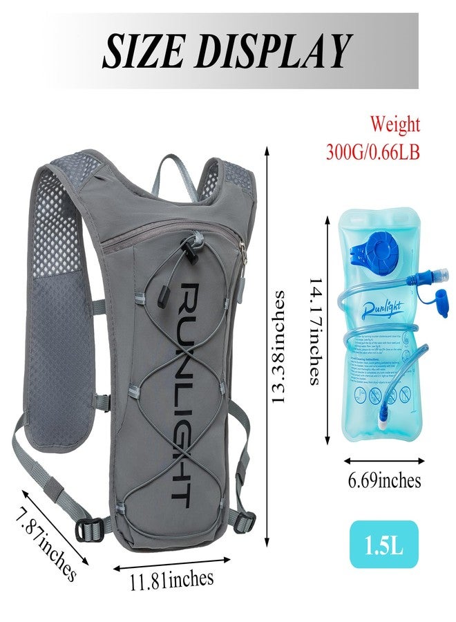 Runlight Running Hydration Vest Backpack,Lightweight Insulated Pack with 1.5L Water Bladder Bag Daypack for Hiking Trail Running Cycling Race Marathon for Women Men Grey - Image 4