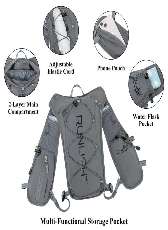 Runlight Running Hydration Vest Backpack,Lightweight Insulated Pack with 1.5L Water Bladder Bag Daypack for Hiking Trail Running Cycling Race Marathon for Women Men Grey - Image 5