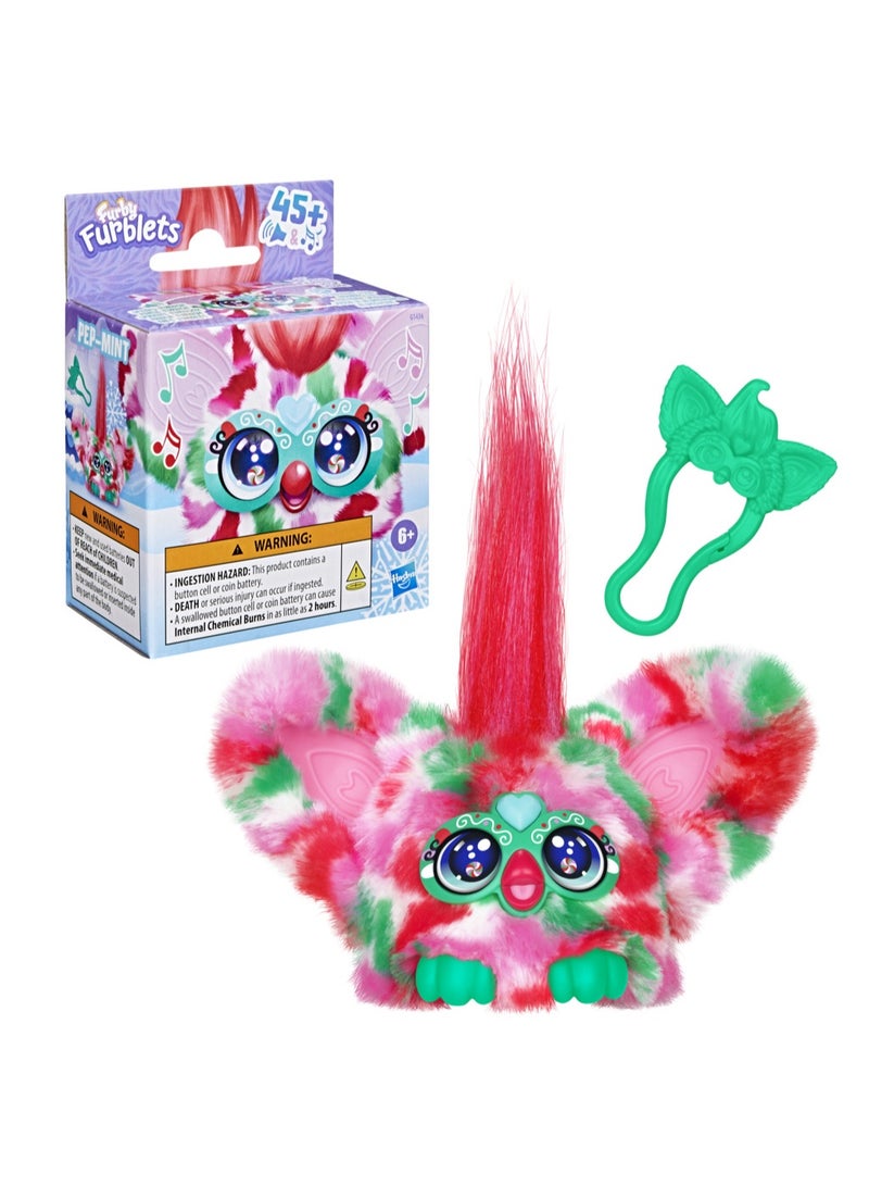 Furby صديق بيب-مينت الصغير، إصدار خاص للعطلات، ألعاب قماشية إلكترونية للبنات والأولاد 6+، يتحدث لغة الفيربش ويعزف الموسيقى - Image 1
