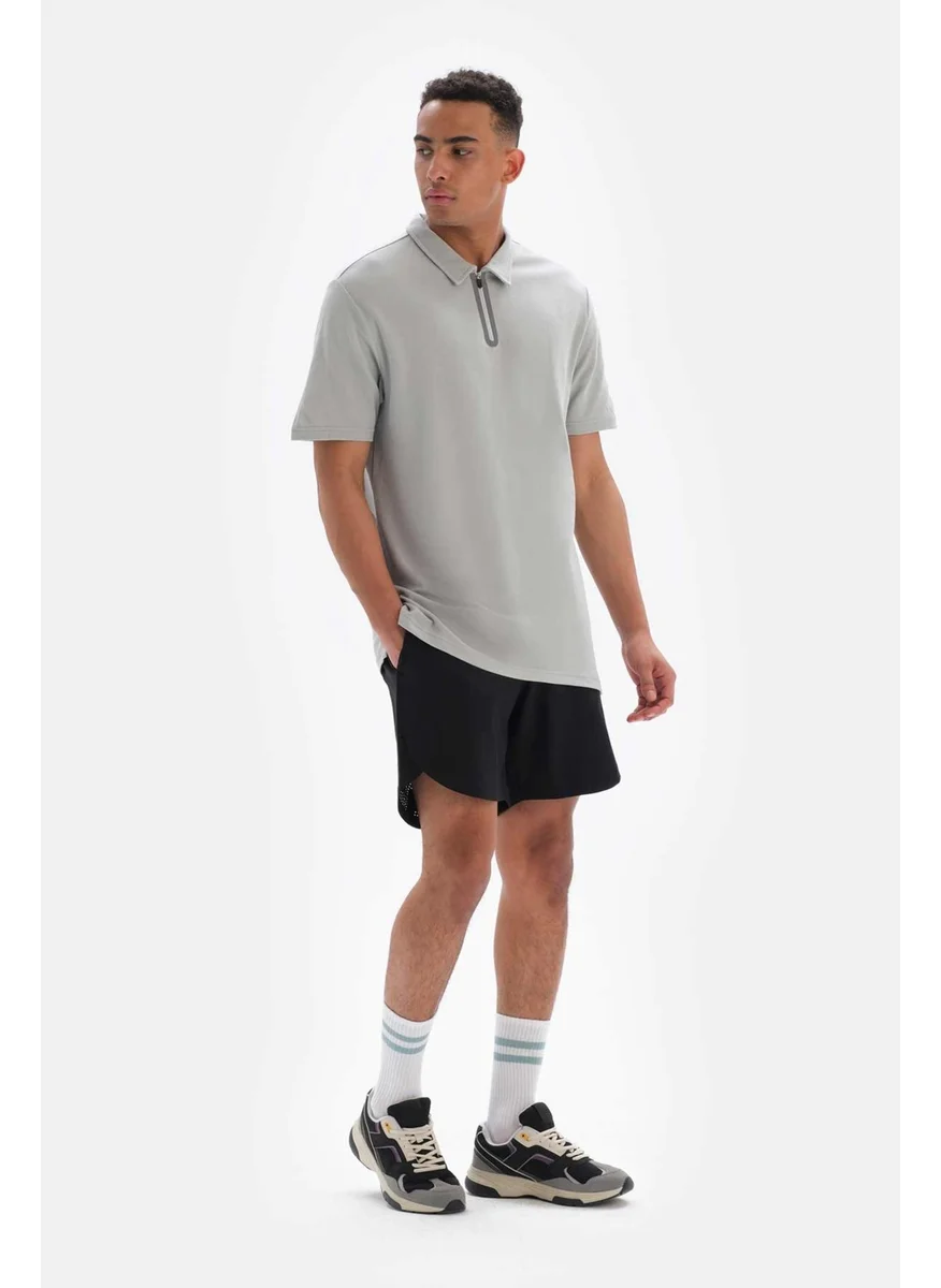 داجي Gray Men's Pique Collar T-Shirt
