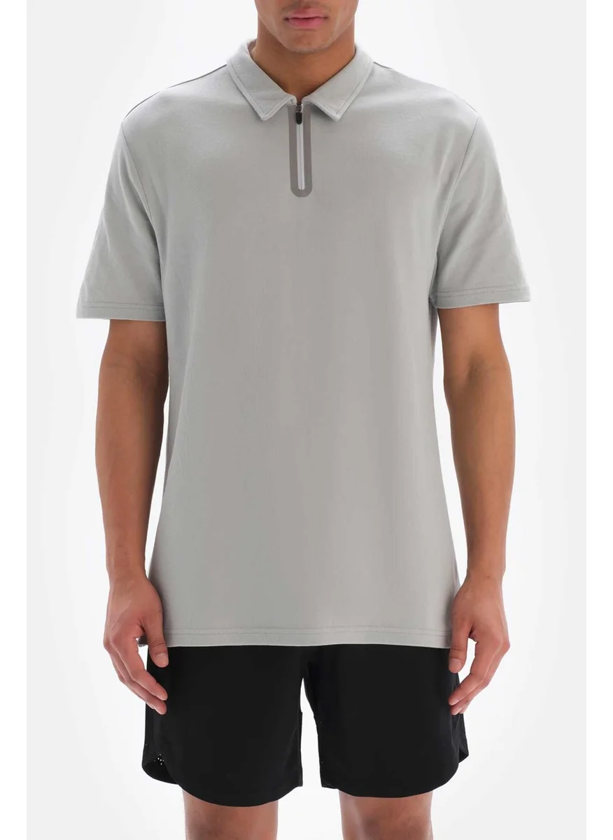 داجي Gray Men's Pique Collar T-Shirt