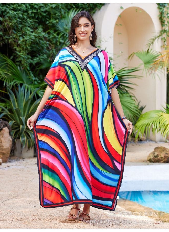 Generic Beach Blouse Loose Vacation Robe Bikini Sunscreen Swimwear 5012-Color:5008-  - Image 1