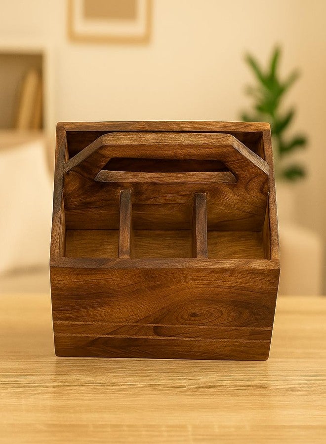 REMARKABLE Wooden Kitchen Utensil Holder With Wooden Handle Holder Storage Box Multipurpose Stand - Image 1