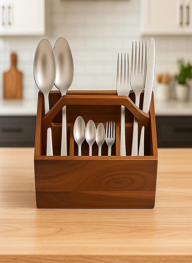 REMARKABLE Wooden Kitchen Utensil Holder With Wooden Handle Holder Storage Box Multipurpose Stand - Image 4